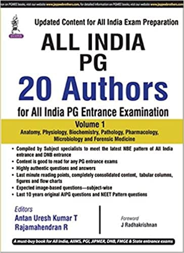 All India Pg 20 Authors For All India Pg Entrance Examination (Volume 1) 2016 by Rajamahendran R