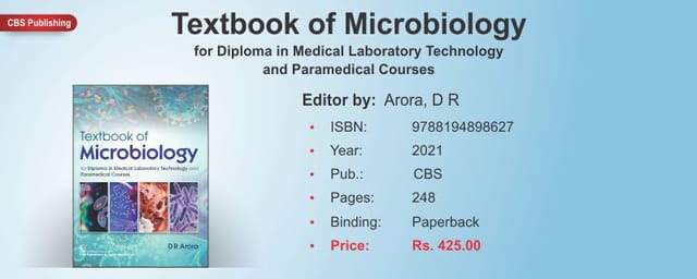 Textbook Of Microbiology For Diploma In Medical Laboratory Technology And Paramedical Courses 2021 by DR Arora