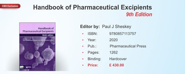 Handbook of Pharmaceutical Excipients 9th Edition 2020 by Paul J. Sheskey