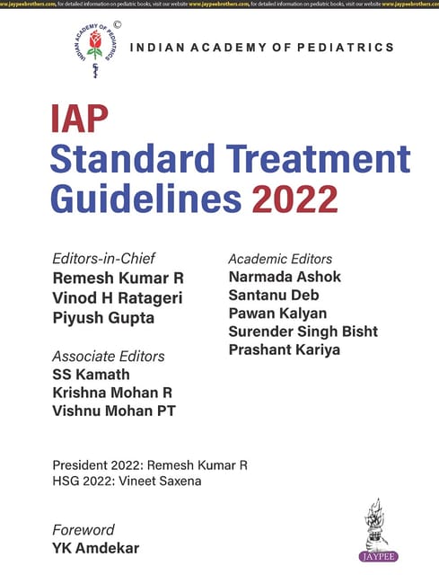 IAP Standard Treatment Guidelines 2022 1st Edition 2023 By Remesh Kumar R