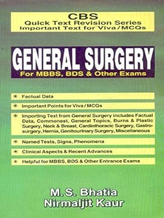 CBS Quick Text Revision Series Important Text for Viva / MCQs: General Surgery for MBBS, BDS & Other Exams 2016 By Bhatia M S