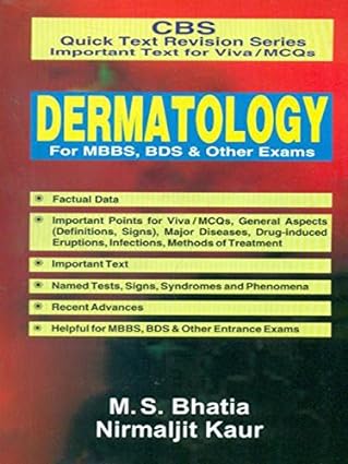 CBS Quick Text Revision Series Important Text for Viva / MCQs: Dermatology for MBBS, BDS & Other Exams 2009 By Bhatia M S