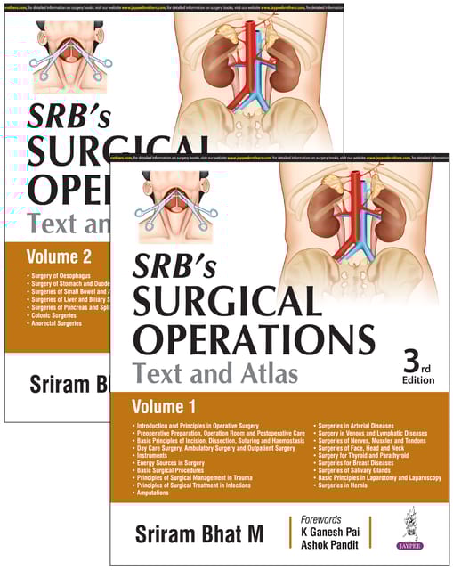 SRBs Surgical Operations Text and Atlas Set of 2 Volumrs 3rd Edition 2025 By SriRam Bhat M
