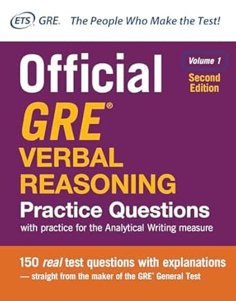 Official Gre Verbal Reasoning Practice Questions Volume 1, 2nd Edition 2017 By Educational Testing Service