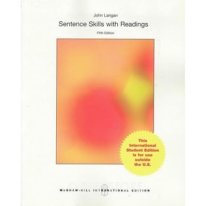 Sentence Skills With Readings 5th Edition International Edition 2014 By Langan J