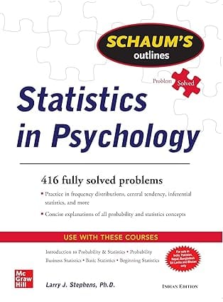 Schaums Outline Of Statistics In Psychology Problem Solved 2020 By Stephens L J