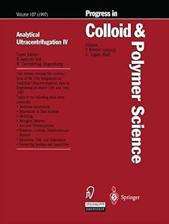 Progress In Colloid & Polymer Science Vol -107 1997 By Kremer