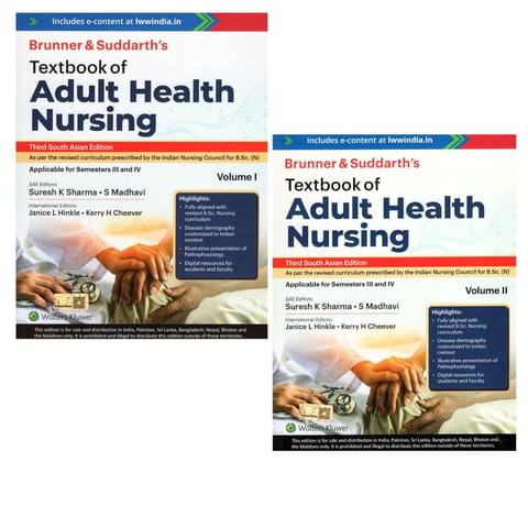 Brunner & Suddarth's  Textbook of Adult Health Nursing, 2 Volume Set, 3rd South Asia Edition 2025 By Suresh K Sharma