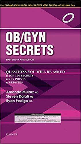 Obstetrics & Gynecology Secrets First South Asia Edition 2017 By Mularz